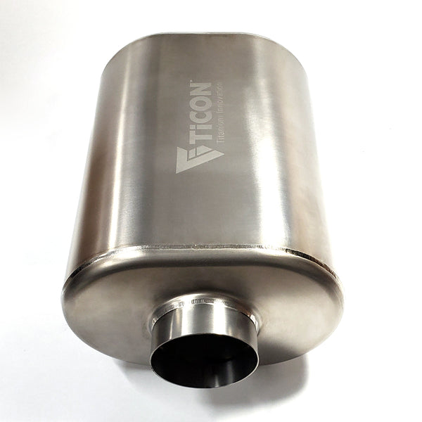 3" Titanium Race Muffler Oval 12" OAL Ticon Industries