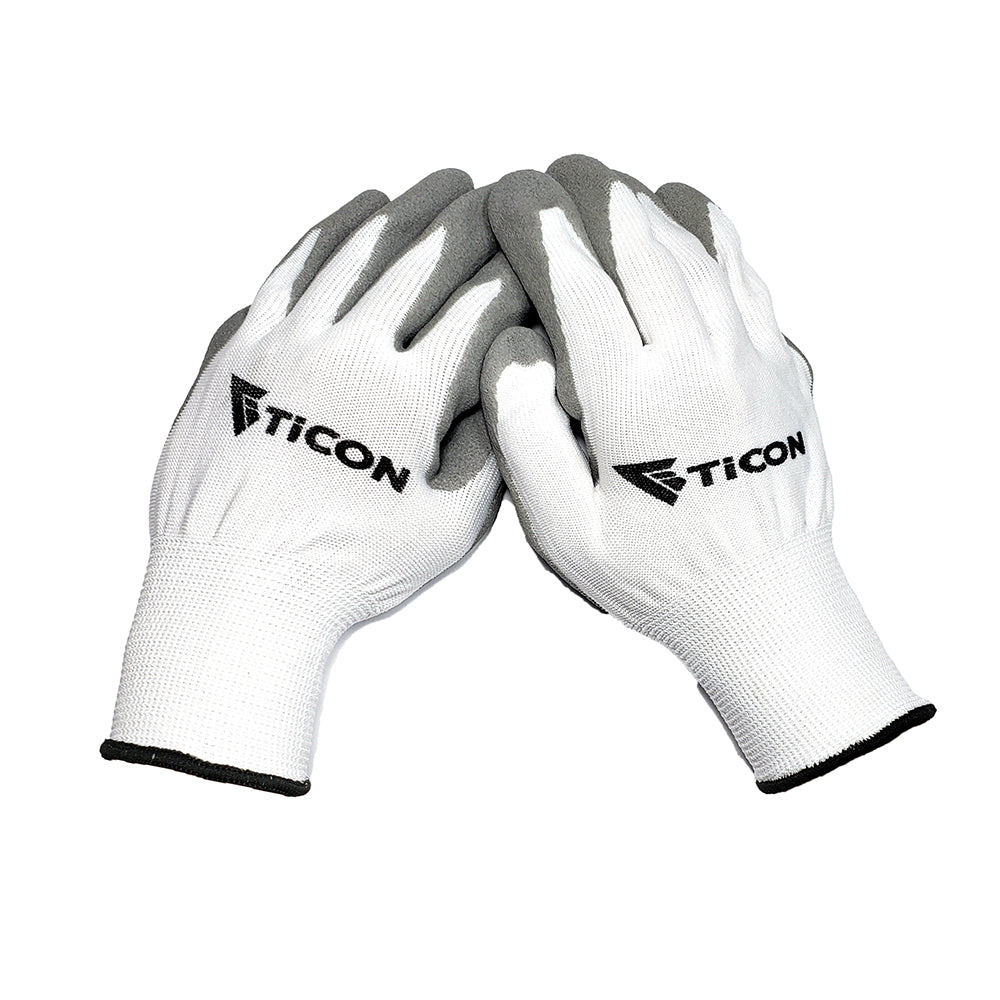 TICONN 10-pair Work Gloves with Grip for Men and Women, Black, Small, PU  Coated