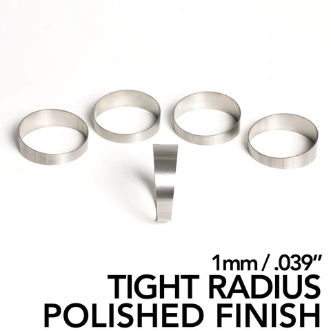 Titanium Pie Cut (POLISHED) - Tight Radius - 1mm/.039" - 5 Pack (45° Total)